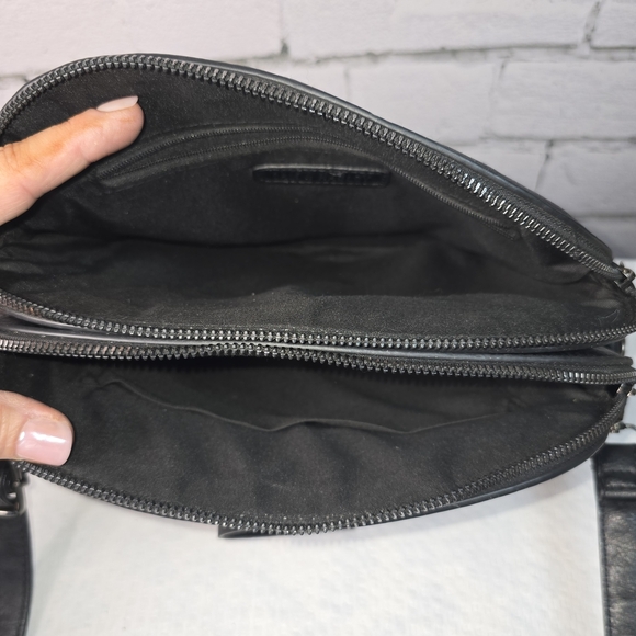 Sam And Hadley Chic Black Studded Crossbody Bag Mutiple Compartnents - Picture 8 of 11